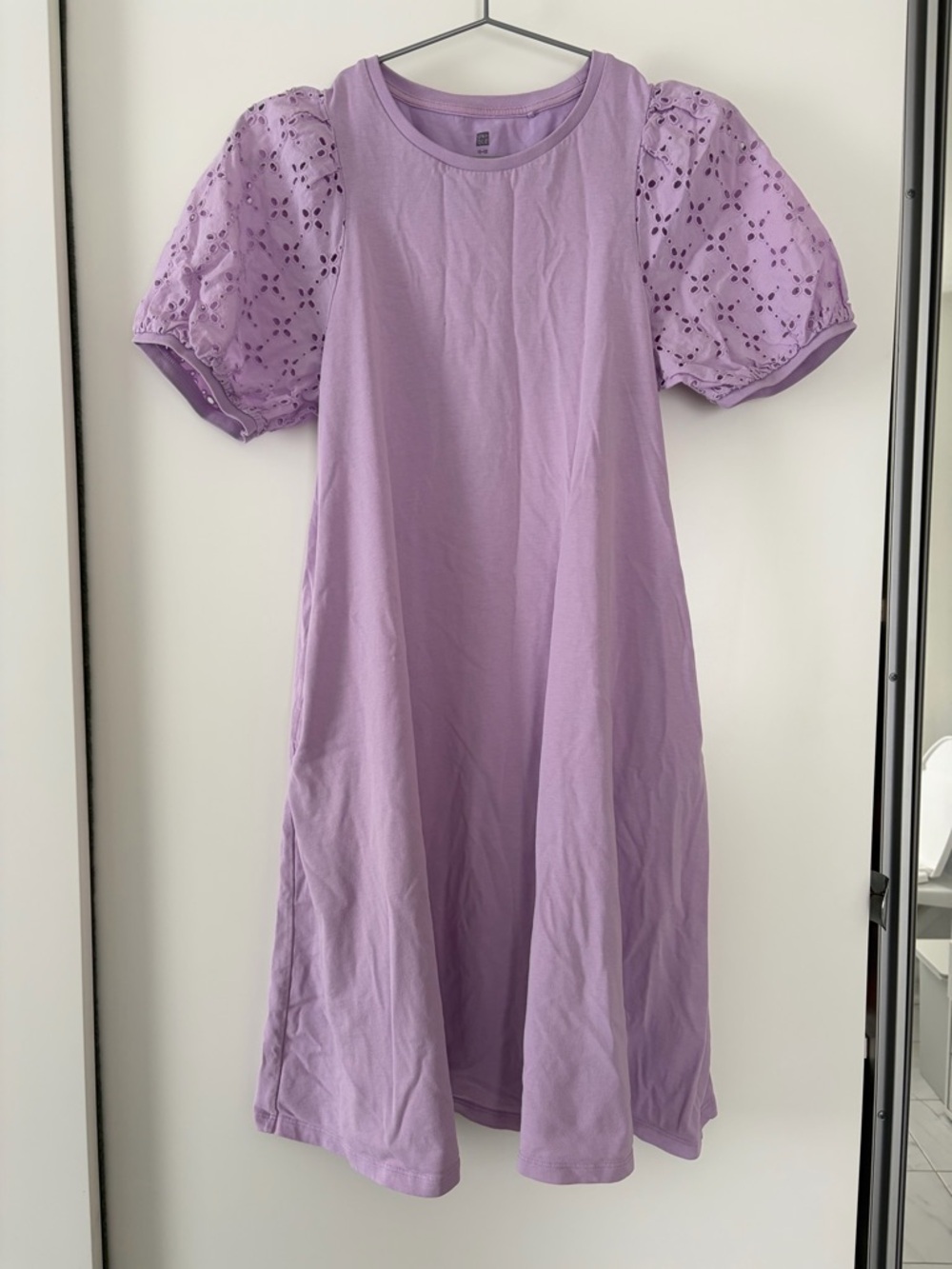 Uniqlo Lilac Eyelet Puff-Sleeve Kids Dress